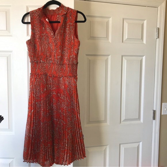 Orange Nanette Lepore Smocked Pleated Dress - Picture 2 of 5